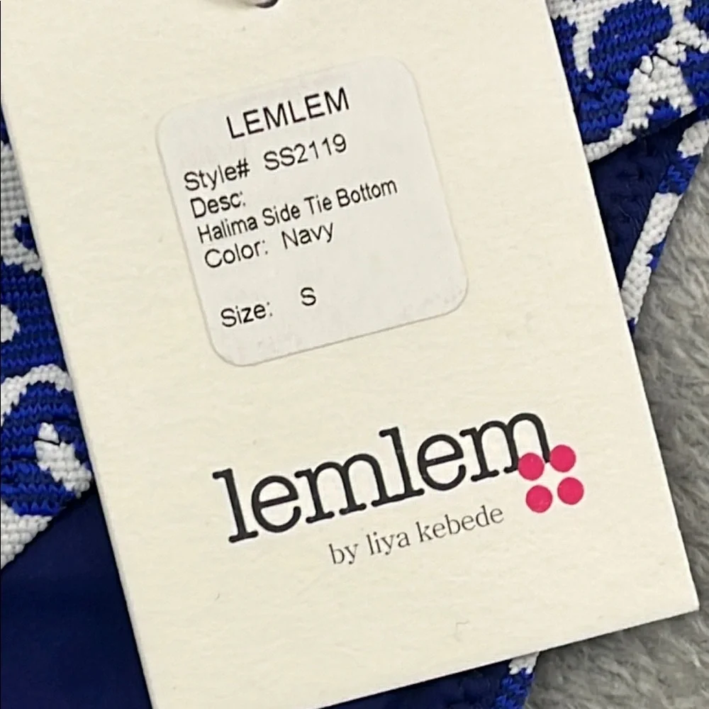 NEW LemLem S Halima String‎ Bikini Bottom Navy Blue Animal Print
